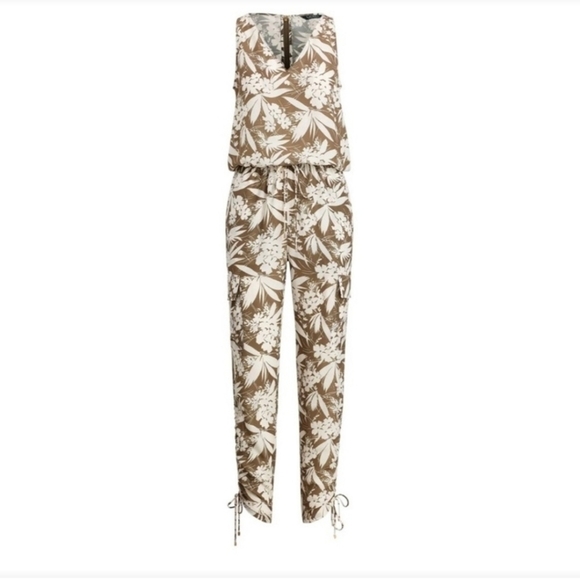 Lauren Ralph Lauren Olive Print Sleeveless Cinched Sz. 12 Jumpsuit NWT - Picture 3 of 16